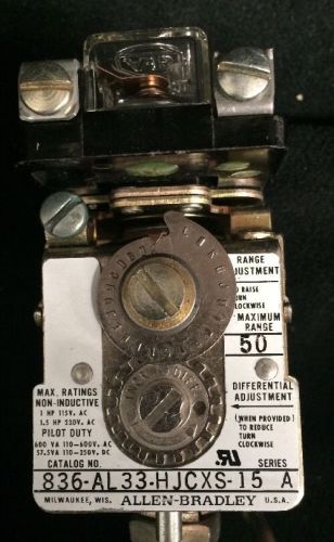 Allen Bradley 836-AL33-HJCXS15 Pressure Control Switch. Max Range 50.  NEW