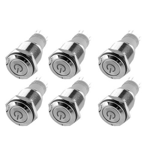 Red led logo push button 16mm 12v self latching locking boat flat head 6pcs for sale