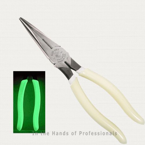 Klein tools d203-8-glw hi-viz long-nose pliers - side-cutting &lt;new for sale