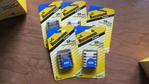Cooper bussmann buss box of 5 cards of 5 fuses each bp/ agc-35 amp for sale