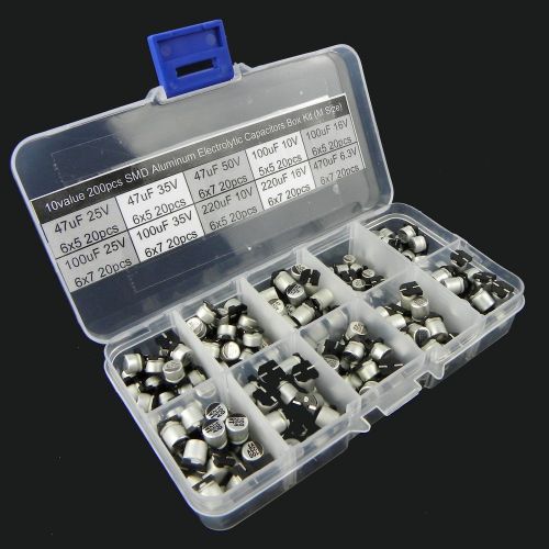 10value 200pcs SMD Aluminum Electrolytic Capacitors Box Kit (M Size) (#522)