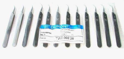 Original Dumont High Tech Tweezers Stainless Anti Magnetic No: 7 Set of 10 pcs