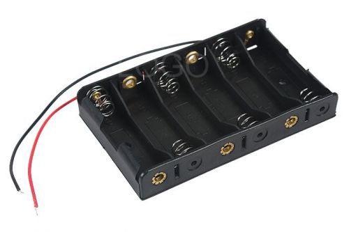 9v 6 x aa black battery holder case box perfect power source with leads brand for sale