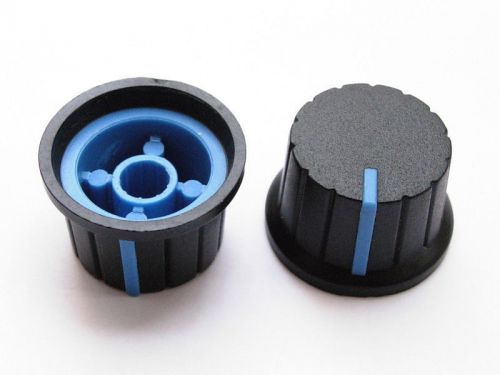 50pcs plastic knobs volume tone control knob 15mmx24mm black&amp;blue for sale