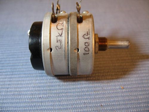 Vintage c-h double potentiometer, 100 &amp; 25,000 ohms, #e382-42,  used for sale