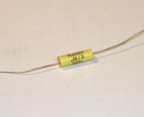Mylar film axial capacitor 0.68uf 100v 5% plessey audio  qty:5 -: for sale