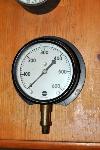 Antique USG Pressure Gauge Indicator Gage US Gauge 0 - 600 PSI Meter