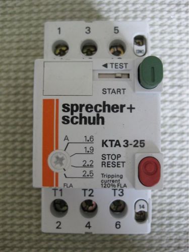 Sprecher schuh motor circuit protectors kta 3-25-2.5 for sale
