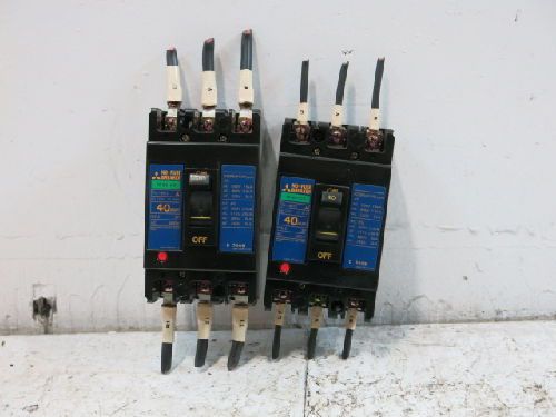 2 mitsubishi nf50-cs 3-pole circuit breakers, 40 amps for sale
