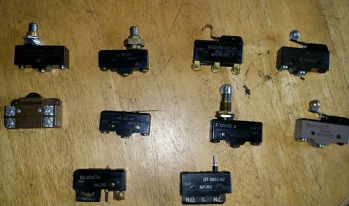 Limit switch lot , micro switch lot, new old stock, 10 total