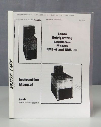 Lauda Refrigerating Circulators Models RMS-6 &amp; RMS-20 Instruction Manual
