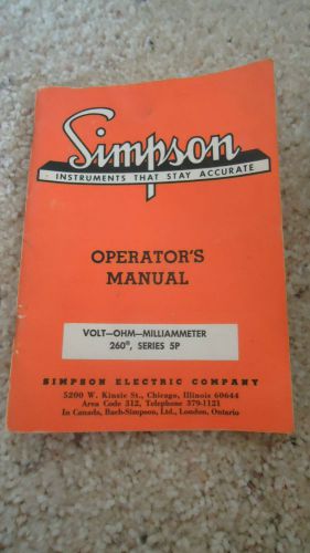 Original Simpson 260 Volt-Ohm Milliameters Series 5 5M Operator&#039;s Manual