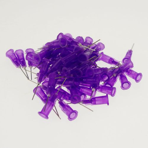 100/pk Plastic Dispenser Needle Purple 0.56 mm(OD) 0.34 mm(ID)
