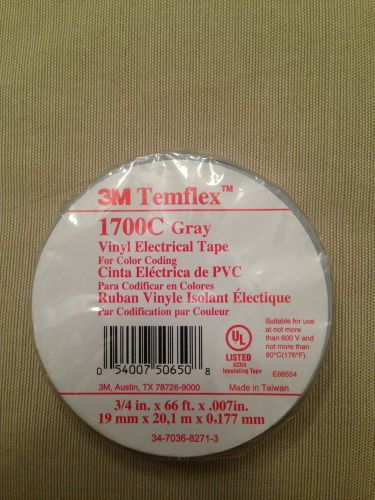 3M Temflex 1700C GRAY Vinyl Electrical Tape - 1 Roll = 3/4 in x 66 ft