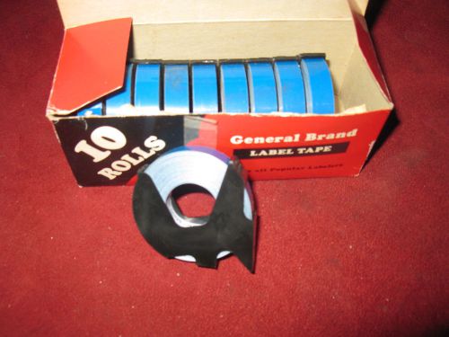 Vintage 10 ROLLS General  Brand Labeling Tape 760 3/8 x 144 INCH TAPE BLUE