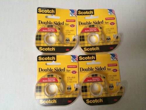 Scotch Double Sided Tape 1/2&#034;x450&#034; Cat.137  4 Pack