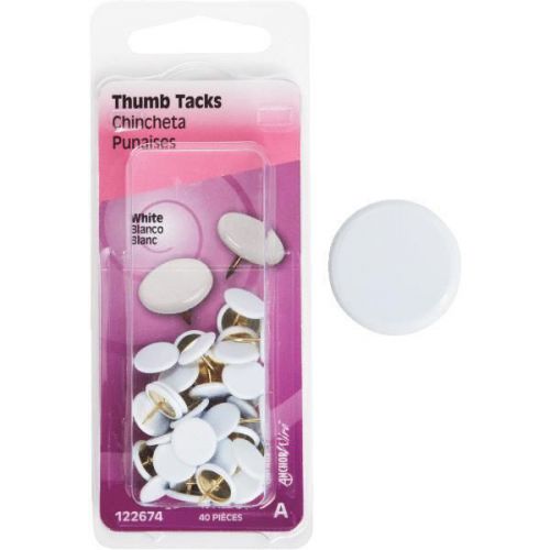 Hillman fastener corp 122674 thumb tack-40pc white thumb tack for sale