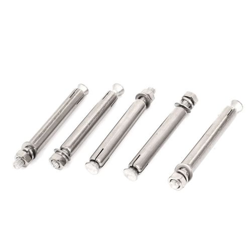 M6 x 80mm Taper Head Hex Nut Sleeve Expansion Anchor Screws Silver Tone 5 Pcs