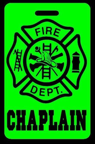 Day-glo green chaplain firefighter luggage/gear bag tag - free personalization for sale