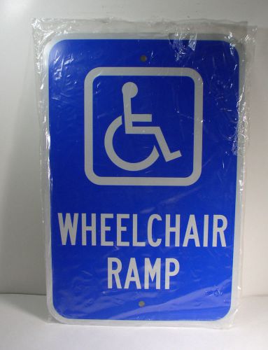 Brady 91363 Wheelchair Ramp 18 x 12 Parking Sign White/Blue MUTCD