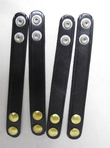 B76 4 lot g&amp;g plain black police duty belt keepers 7/8&#034; wide double brass snap for sale