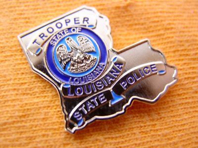 LOUISIANA STATE POLICE TROOPER PROUD GOLD MINI SHIRT LAPEL BADGE SHIELD PIN 1&#034;
