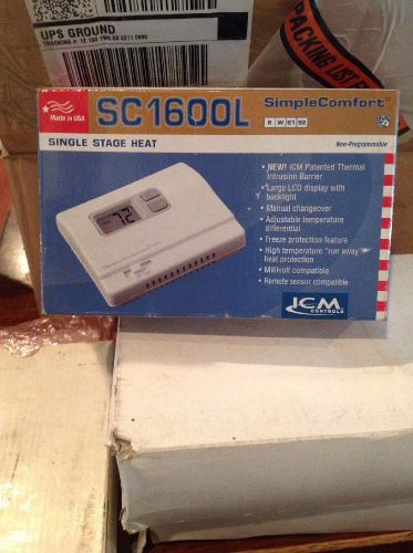 Sc1600l icm simple comfort wall thermostat heat 24 &amp; mv volt single stage for sale