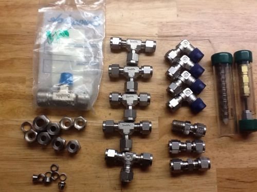 Lot of swagelock assorted 1/4&#034; 316ss fittings, new for sale