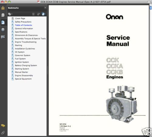 Onan CCK CCKA ENGINE Genset SERVICE MANUAL Parts &amp; OWNER -20- Manuals HUGE SET!