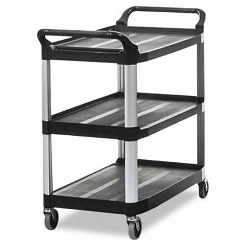 Rubbermaid 3-Shelf Utility Cart Open Sided, Black (RCP 4091 BLA)