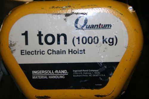 Ingersoll Rand 1 Ton Electric Chain Hoist w/ Power Trolley