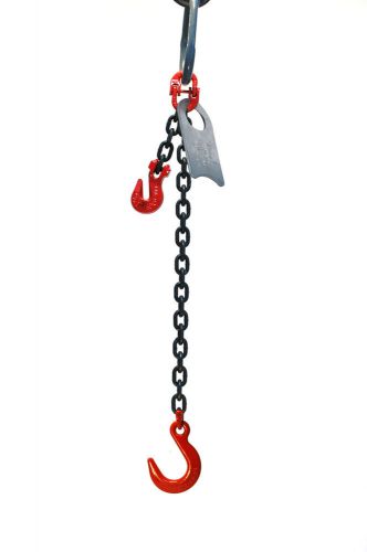 9/32&#034; 6 foot grade 80 sofa single leg lifting chain sling - oblong foundry hook for sale