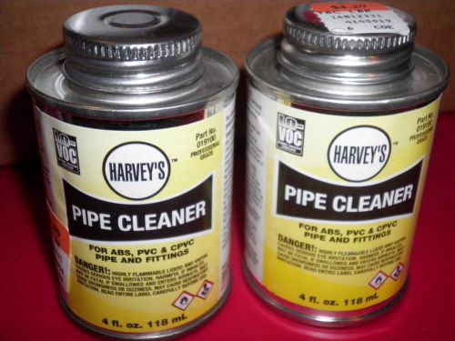 New 2 harvey&#039;s 4 oz cans for abs pvc cpvc pipe &amp; fittings cleaner for sale
