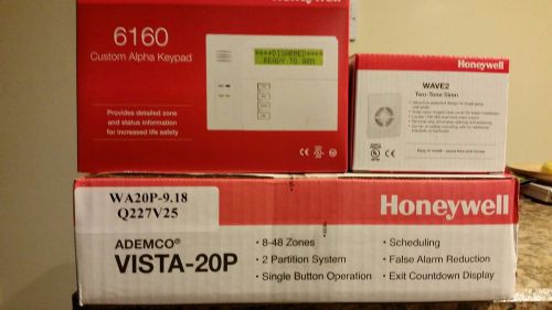 Honeywell vista 20p v9.18 w/6160 keypad and wave 2 two-tone siren for sale