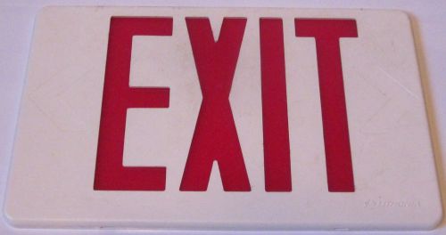 Lithonia USED Replacement Exit Face Plate 12 /4&#034; x 7 1/2&#034; White Plastic Red Ltrs