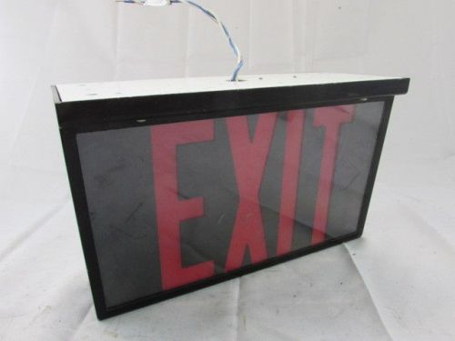 INDUSTRIAL BLACK AND RED EMERGENCY EXIT SIGN CEILING MOUNTED  *NNB*