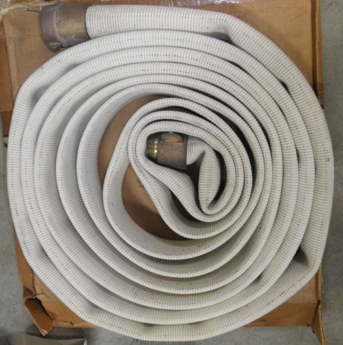 Imperial fire hose  heavy duty 1 1/2&#034; woven rubber lined 25&#039; 1 1/4&#034; brass fttgs for sale