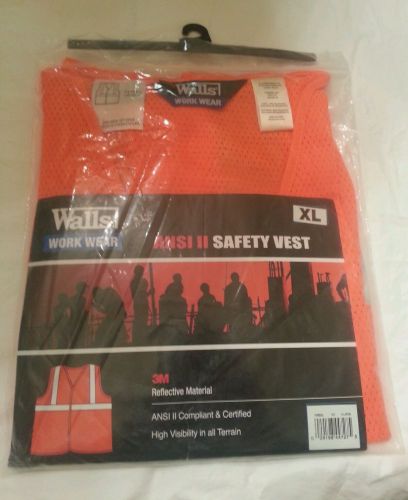 Walls Work Wear Vest ANSI II Certified Safety Vest Size XL High Visibility