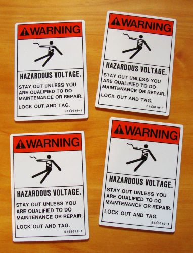 Lot of 4 stickers decals hazardous voltage warning lock out tag out electric for sale