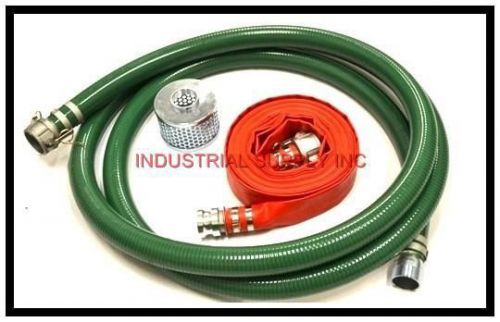 3&#034; Trash Pump Water Suction w/100FT Red Discharge Hose Camlocks Kit