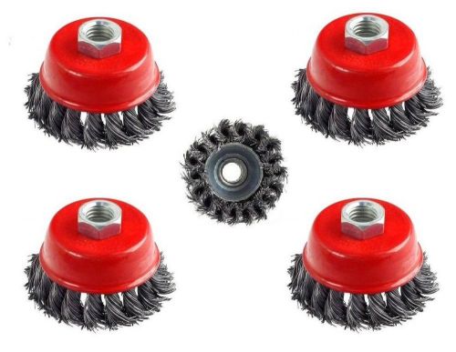 4 pc 3&#034; x 5/8&#034; knot wire cup brush for angle grinders knotted wheel for sale