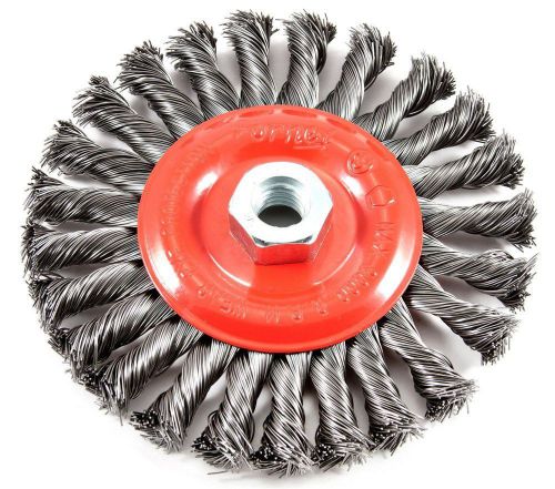 Forney 72758 wire wheel brush 6&#034; twist knot with 5/8-inch-11 threaded arbor for sale