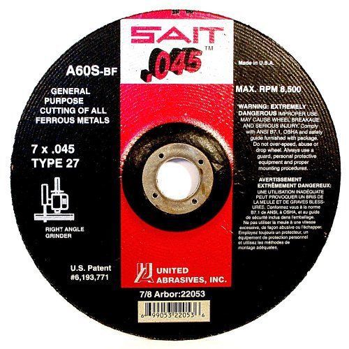 Sait 22047 type 27 6-inch x .045-inch x 7/8-inch a60s general purpose depressed for sale
