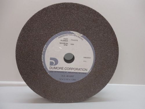 DUMORE CORP GRINDING WHEEL 12&#034;x1-1/2&#034;x1.250 A/O 46-GRIT RPM-1900 #774-0170 NEW
