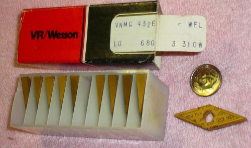 (10) NOS VR/Wesson Carbide Indexable Inserts USA VNMG 432E Grade 680, WFL 3 310W