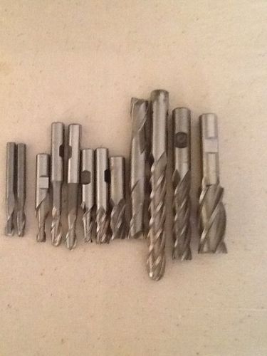 Machinist Lot Of 12 Hs End Mills 1/4&#034; To 3/4&#034; Diameters