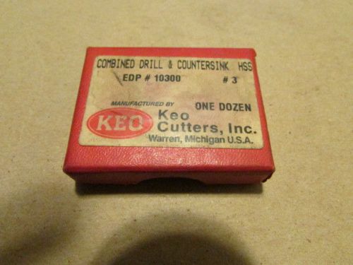 Lot Of Three Vintage KEO Cutters Inc  #3 Combined &amp; Contersink  HSS EDP # 10300