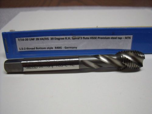 7/16-20 UNF 2B Standard 3 Spiral Flutes Tap HSSE Premium steel – M76