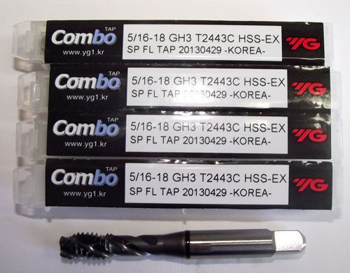 5pc 5/16-18 YG1 Combo Tap Spiral Flute Taps for Multi-Purpose Coated