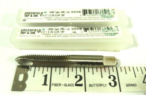 2 ea m10 x 1.5mm d6 greenfield 13389  gun taps, 3f, , uncoated ~ (loc5) for sale